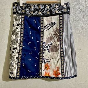 Zand Amsterdam Reversible Mini Skirt Floral Patchwork A-Line One Size Snap Close